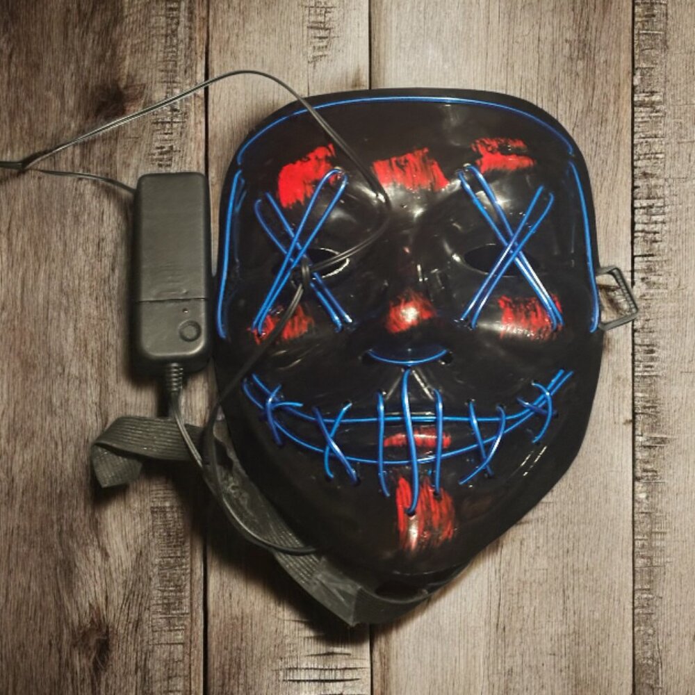 Purge Rave Party Light Up Stitches Scary RED LED Mask Costume Halloween NEW